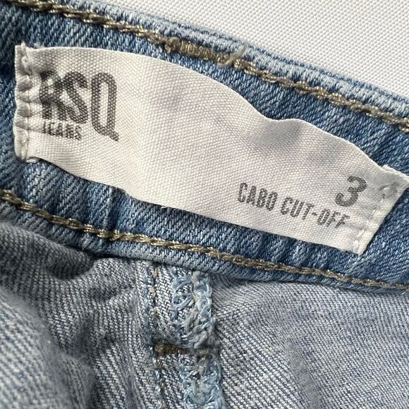 RSQ Womens Cabo Cut Off Shorts in Distresesed Light Blue Wash 3 - Picture 4 of 8